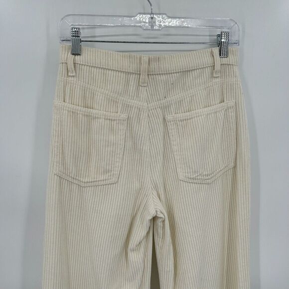REFORMATION Ivory Ribbed Corduroy Wide Leg High Rise Button Fly Austin Pants 25 - Picture 6 of 9